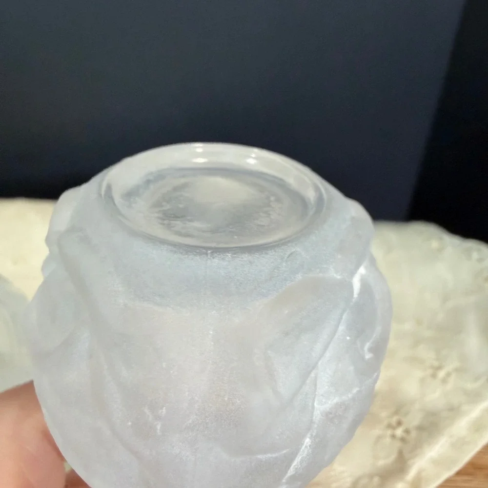 William Adams Frosted Rose Lead Crystal Salt & Pepper Shakers Vintage Glass Set‎